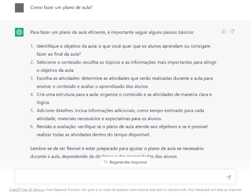 Plano de aula com ChatGPT