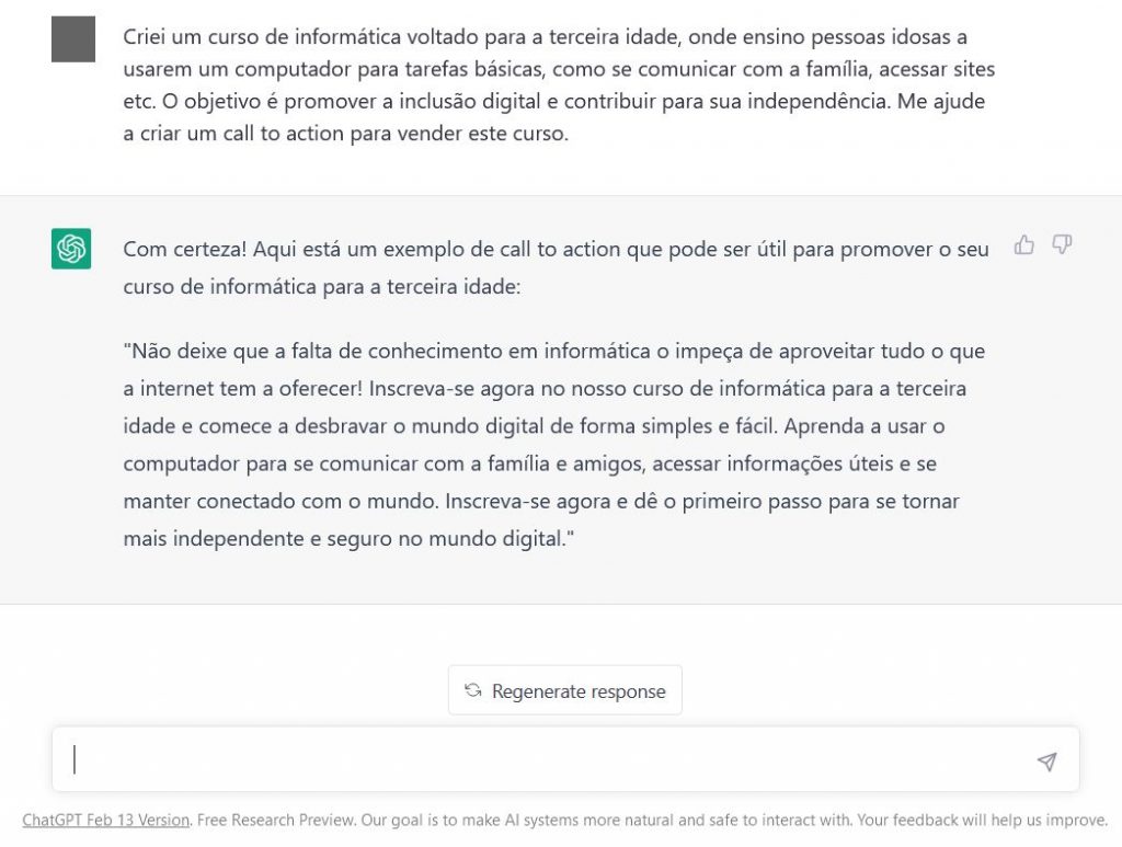 como usar o ChatGPT para criar call to action
